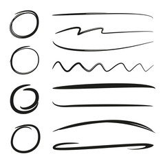 vector highlighter elements, underlines, circle markers