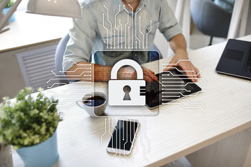Cyber security, Data protection, information safety and encryption. internet technology and...
