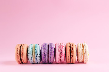 macaroons on a pink background