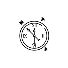 clock snow concept line icon. Simple element illustration. clock snow concept outline symbol design from Winter set. Can be used for web and mobile UI/UX