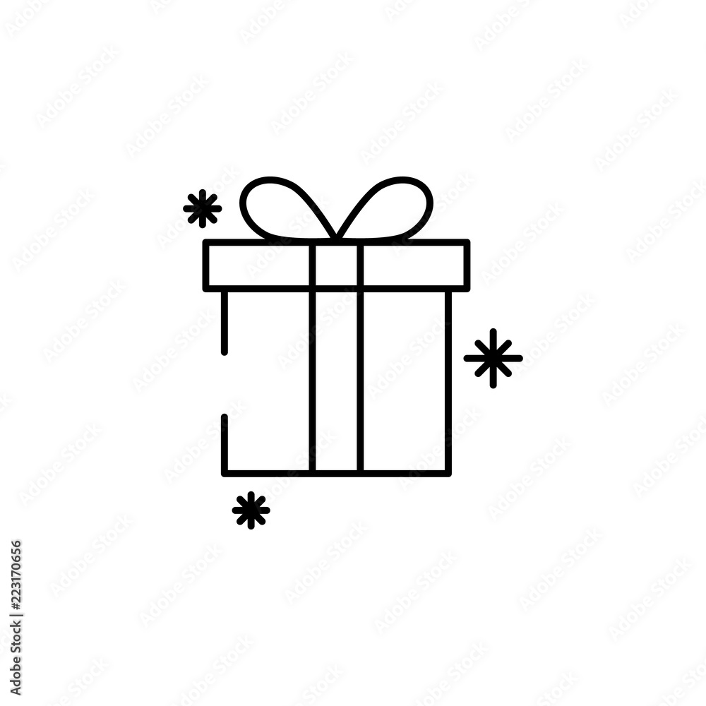 Poster gift snow concept line icon. simple element illustration. gift snow concept outline symbol design fr