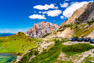 View of the Dolomites Mountain at The Valparola Pass