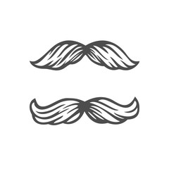Fototapeta premium Stylized Mustaches icon on white isolated background. Template for logo, print and web design. Good for barbershop design and prostate cancer awareness symbol.