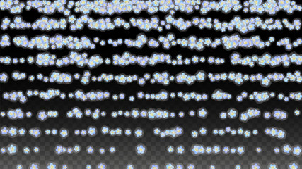 Blue Vector Realistic Blue Petals Falling on Transparent Background.  Spring Romantic Flowers Illustration. Flying Petals. Sakura Spa Design. Blossom Confetti. Design Elements for Wedding Decoration.