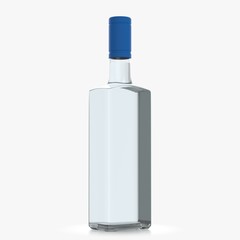Bottle with alcohol on a white background 3d illustration