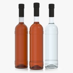 Bottle with alcohol on a white background 3d illustration