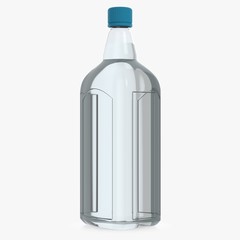 Bottle with alcohol on a white background 3d illustration