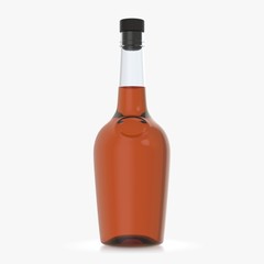Bottle with alcohol on a white background 3d illustration