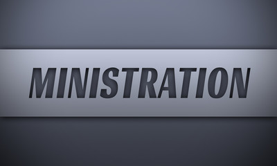ministration - word on silver background