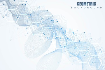 Science network pattern, connecting lines and dots. Global network connection vector
