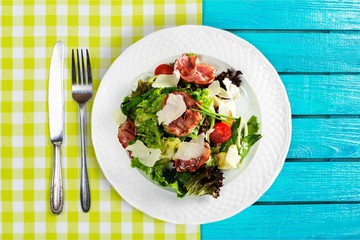 Delicious italian pasta in white plate