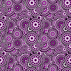 Abstract seamless stylized flower pattern - purple vector floral wallpaper graphic