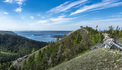 Fototapeta na wymiar Panoramic view of the Volga River in the mountains