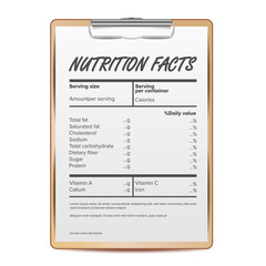 Nutrition Facts Vector. Blank, Template. Food Content. Fat Information. Protein Sport. Grams And Percent. Illustration