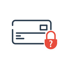 Line art. Debit and Credit card. Error sign. lock security