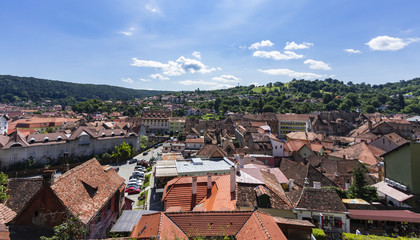 Romania Sighisoara roofs of the old city