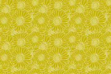 Fototapeta premium Vector Colorful Bright Yellow Floral Background, Open-work Flowers.