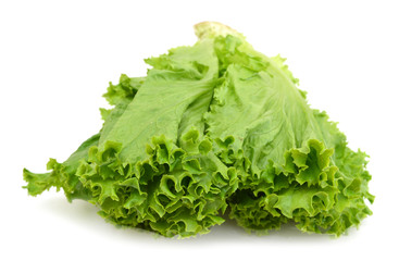 lettuce salad, fragment on a white background