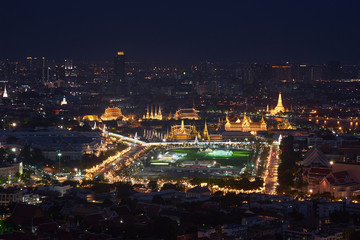 Fototapeta na wymiar night landscape of grand palace of thailand for ceremonies king birthday
