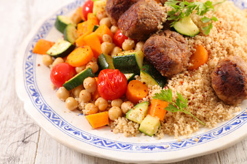 couscous with meatball and vegetable
