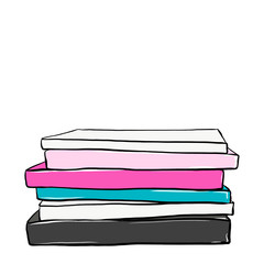 Pile of books isolated on a white background. Stack of books. Concept of learning. Vector illustration. Fashion vector illustration design. Hand drawn sketch. Fashion. Set book doodle style.