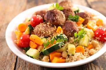 couscous with meatball and vegetable