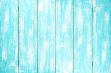 Fototapeta na wymiar Vintage Wood Background texture with knots and holes painted in turquoise color