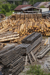 Aerial shot of a woodwork factory