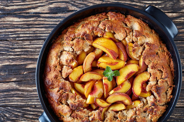 Southern peach crumble with sweet pastry crust