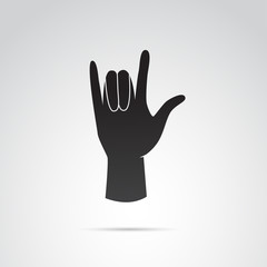 Rock hand gesture vector icon. 