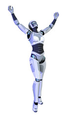 3D Rendering Female Robot on White