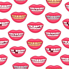 Realistic Detailed 3d Dental Problems Seamless Pattern Background. Vector