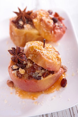 baked apple with fruit and spices