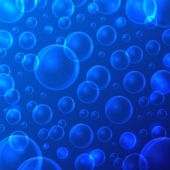Bubbles Seamless Pattern Background on a Blue. Vector