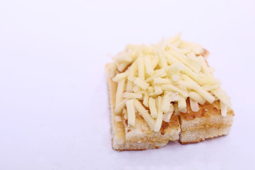 cake with cheese toping close up view V1