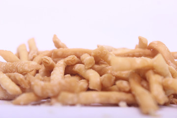 salty stick cracker close up view 