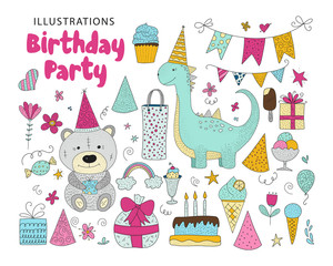 Big set of birthday party vector clip arts. 