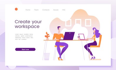 Comfortable working space, teamwork, stylish offic, people