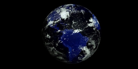 Extremely detailed and realistic high resolution 3D illustration of a Hurricane at Night hitting the US East Coast. Shot from Space. Elements of this image are furnished by Nasa.