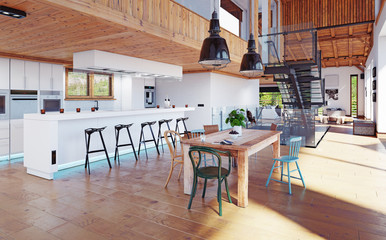 modern chalet interior.