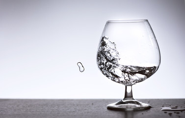 A splash of water in a glass