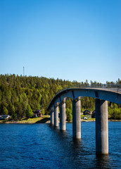Bridge to red summer house in Hogakusten