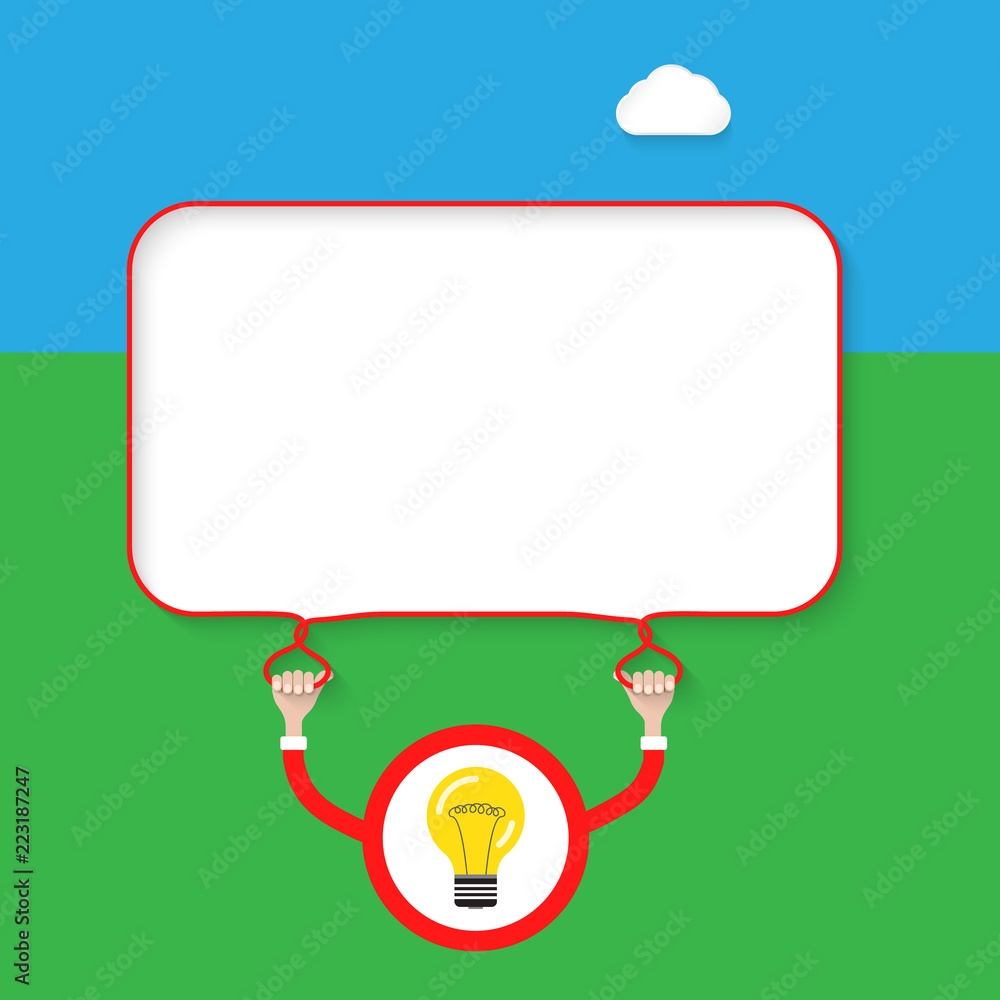 Poster red text box for fill your text with idea symbol