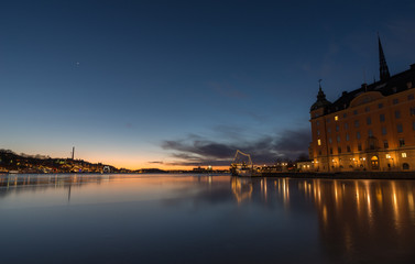 Stockholm city courthouse next to frozen water