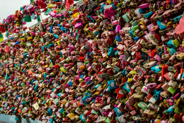 Wall of padlocks in Seoul