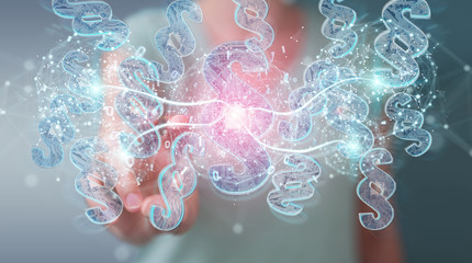 Businesswoman using 3D rendering digital paragraph law symbol