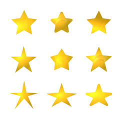 Vector Collection of Golden Stars, Shining Marks Set Isolated.