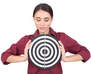 Woman with Shooting Shield - Isolated