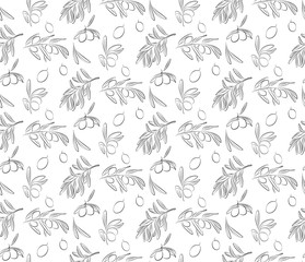 Seamless Pattern of Olives and Olives Branches