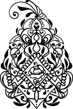 Decorative silhouette for cutting card, door, gate, window. Henna decorative design. Tattoo idea. Laser cut. Lace style.